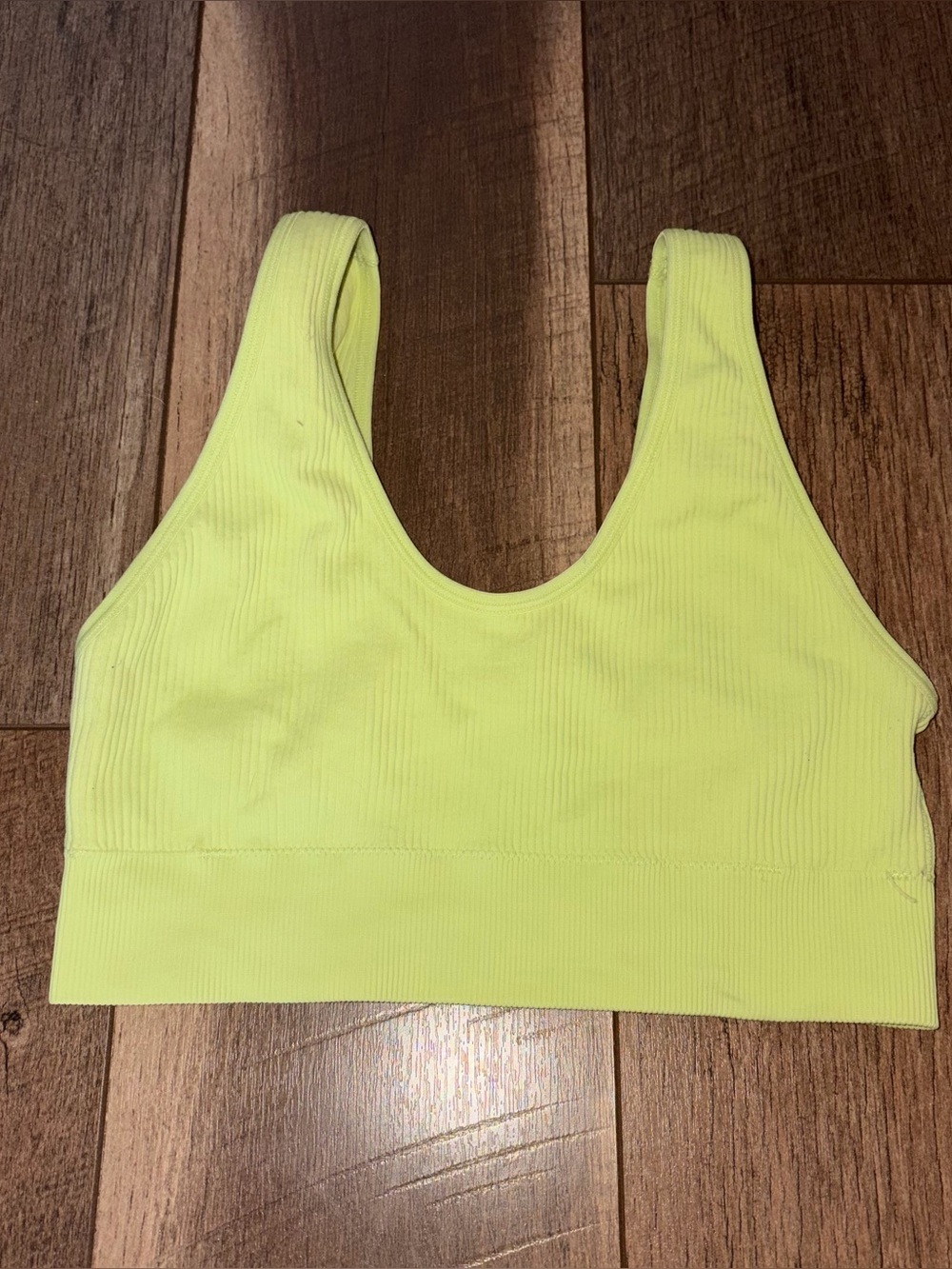 Aerie Ribbed Bra Neon Yellow Size Small